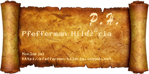 Pfefferman Hilária névjegykártya